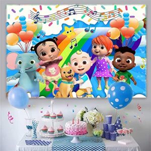 Cartoon Family Melon Backdrop for Birthday Party Supplies, 5 x 3 ft Cartoon Cocomelon Happy Birthday Banner Decorations, Baby Shower Birthday Party Decor Vinyl Background (cocomelon Backdrop)