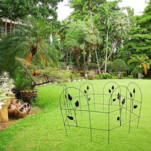 MTB Black Decorative Garden Border Fence 18 Inch x 16 Feet with Leaves Folding Wire Fencing Border Garden Fence Animal Barrier