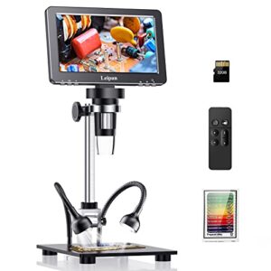 leipan dm9h hdmi coin microscope with 7″ ips screen,1200x magnification soldering microscope,longer 8.5″ stand,digital microscope with 32gb card,windows/mac/tv compatible