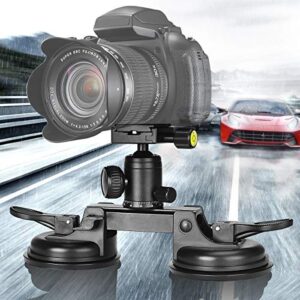 Professional Heavy Duty (20 lbs Load) True DSLR Mirorrless Camera Suction Cup Car Mount Camcorder Vehicle Holder w/Quick Release Plate 360° Ball Head Compatible with Nikon Canon Sony RED BM Hi-Speed