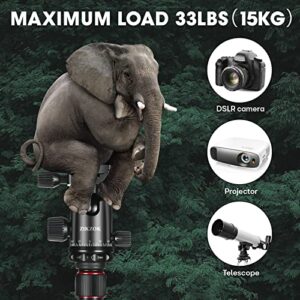 ZIKZOK 80" Camera Tripod,Travel Lightweight Heavy Duty Tripods & Monopods with 360°Ball Head,Phone Holder,33lb Load,Compatible with DSLR Cameras,Smart Phone,Projector,Webcam,Spotting Scopes