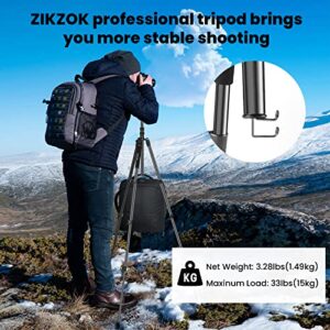 ZIKZOK 80" Camera Tripod,Travel Lightweight Heavy Duty Tripods & Monopods with 360°Ball Head,Phone Holder,33lb Load,Compatible with DSLR Cameras,Smart Phone,Projector,Webcam,Spotting Scopes