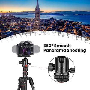 ZIKZOK 80" Camera Tripod,Travel Lightweight Heavy Duty Tripods & Monopods with 360°Ball Head,Phone Holder,33lb Load,Compatible with DSLR Cameras,Smart Phone,Projector,Webcam,Spotting Scopes