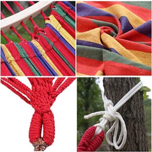 HappyGo Cotton Hammock with Spreader Bar 9ft Canvas Hammock with Tree Straps Carabiners Rainbow Hammock Swing to 550lbs for Patio, Backyard, Garden, Home Lounging Gift to Father`s Day Present