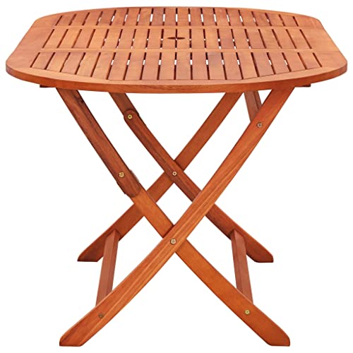 vidaXL Solid Wood Eucalyptus Folding Patio Dining Set 9 Piece Wooden Garden Outdoor Table and Chair Seating Seat Sitting Chair Furniture