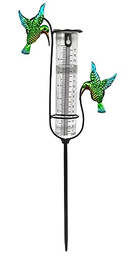 SOBLUING Hummingbird Rain Gauge, Glass Rain Gauge Outdoor, Large Capacity Rain Gauge Easy to Read, Hummingbird Garden Art Decorative Outdoor, Yard, Courtyard, Lawn