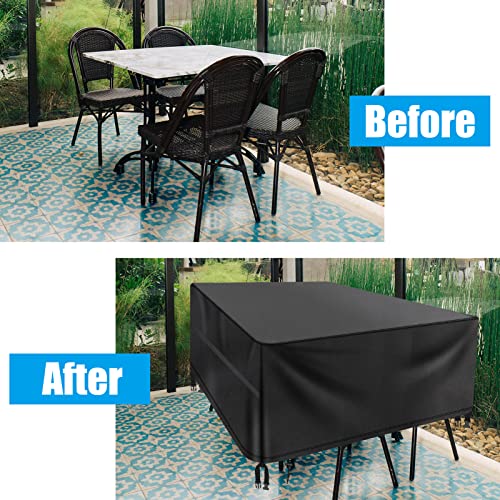 Patio Furniture Cover Waterproof Outdoor Table Chair Set Covers Outside Anti-Fading, UV Resistant Couch Storage Cover Black - 49 x 25 x 29 Inch