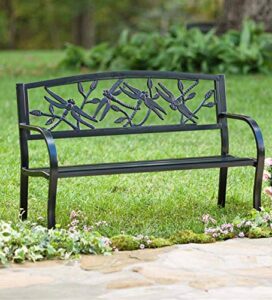 plow and hearth dragonfly metal garden bench