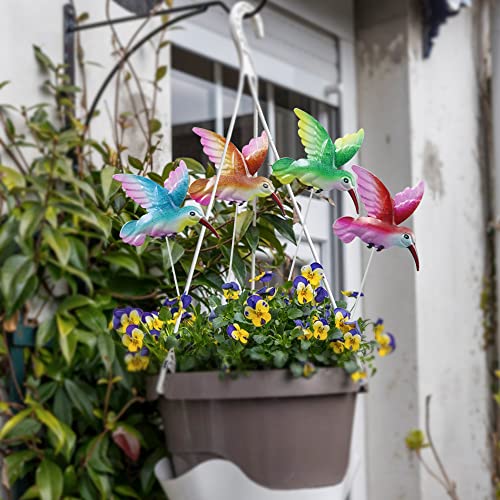 4 Pcs Hummingbird Garden Metal Stakes Set, 14 Inch Tall Hummingbird Garden Stakes Decor, Outdoor Garden Decor, Metal Bird Decorative Garden Stakes, for Lawn Pathway Patio Plant Pot Flower Bed (Bird)