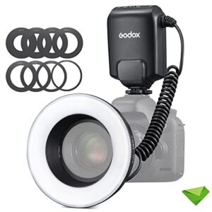 godox ml-150ii ml150ii macro led ring flash speedlite gn12 0.1-2s recycle time 5800k±200k for sony canon nikon fuji olympus panasonic dslr cameras for video production, animal and plant photography