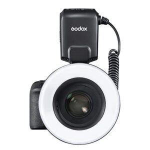 Godox ML-150II ML150II Macro LED Ring Flash Speedlite GN12 0.1-2s Recycle Time 5800K±200K for Sony Canon Nikon Fuji Olympus Panasonic DSLR Cameras for Video Production, Animal and Plant Photography