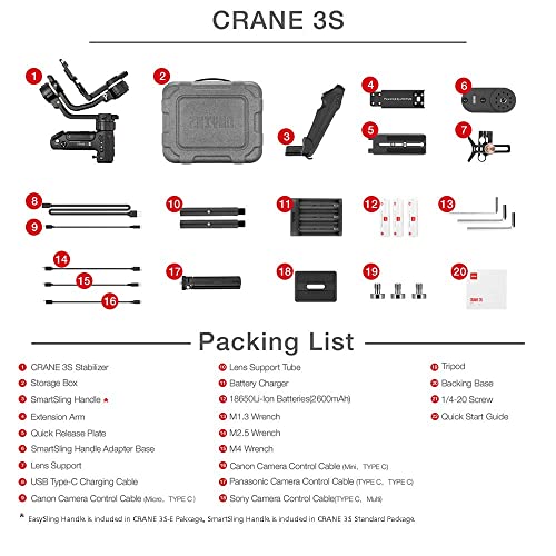 ZHIYUN Crane 3S Camera Stabilizer [Official], Handheld 3-Axis Gimbal Stabilizer for DSLR Cinema Cameras and Camcorder