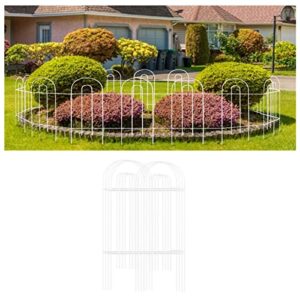 Amagabeli 14 Panels White Decorative Garden Fence Border 20ft(L) x32in(H) Rustproof Animal Barrier for Dog Iron Landscape Wire Folding Garden Fencing Panel Flower Bed Edge Section Edging Fences ET300