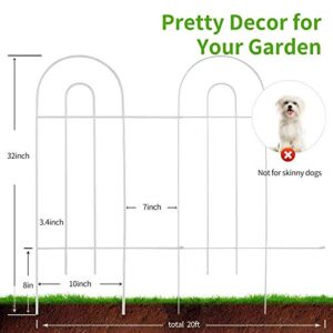 Amagabeli 14 Panels White Decorative Garden Fence Border 20ft(L) x32in(H) Rustproof Animal Barrier for Dog Iron Landscape Wire Folding Garden Fencing Panel Flower Bed Edge Section Edging Fences ET300