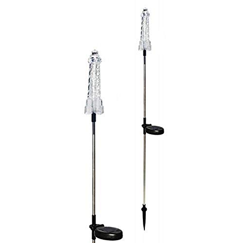 Tricod E2177 Solar Lighthouse Garden Stake Color Change Light, Medium, 2-Piece