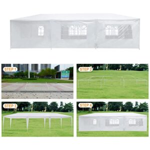 Garden Tent Lager Outdoor Event Shelter Party Gazebo 10x30ft with 8 Sidewalls Heavy Duty Waterproof Beach Outdoor Festival Wedding Marquee Awning Marquee White