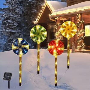 menglo christmas solar candy cane lights with snowflake 4 pack,14.6 in led garden stake landscape path light,solar sidewalk lights christmas for outdoor indoor xmas party garden (multicolor)
