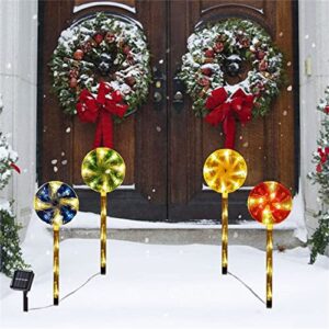 Menglo Christmas Solar Candy Cane Lights with Snowflake 4 Pack,14.6 in LED Garden Stake Landscape Path Light,Solar Sidewalk Lights Christmas for Outdoor Indoor Xmas Party Garden (Multicolor)