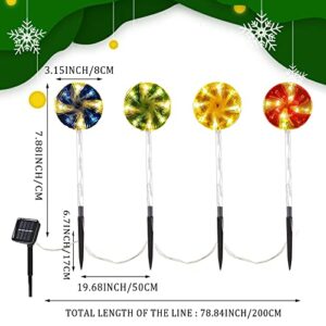 Menglo Christmas Solar Candy Cane Lights with Snowflake 4 Pack,14.6 in LED Garden Stake Landscape Path Light,Solar Sidewalk Lights Christmas for Outdoor Indoor Xmas Party Garden (Multicolor)