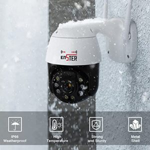 ENSTER 2.4/5 Ghz WiFi PTZ IP Camera for Home Security, Outdoor 1080P 4X Digital Zoom Pan Tilt Surveillance Metal Speed Dome with Spotlight, 150FT Color Night Vision, Auto Tracking, 2-Way Audio, IP66