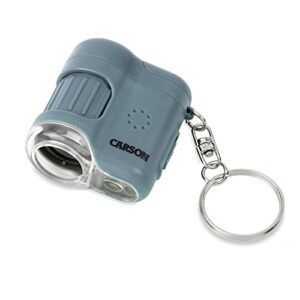 Carson MicroMini 20x LED Lighted Pocket Microscope with Built-In UV and LED Flashlight - Blue