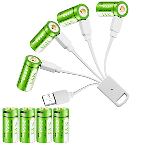 NYI CRl23A Battery 8 Pack,3V 850mAh CRl23 Batteries with Micro USB Cable for Arlo Cameras, Flashlights, Smoke Detector