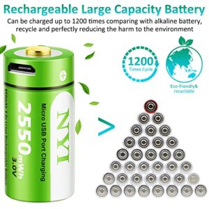 NYI CRl23A Battery 8 Pack,3V 850mAh CRl23 Batteries with Micro USB Cable for Arlo Cameras, Flashlights, Smoke Detector