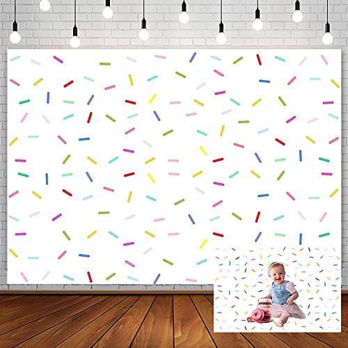 Sendy 7x5ft Donut Birthday Party Backdrop Grow Up Baby Sprinkle Decorations Happy First Newborn Shower Banner Bright Confetti Background Portrait Photo Shoot Studio Props, white,color