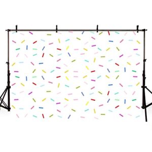 Sendy 7x5ft Donut Birthday Party Backdrop Grow Up Baby Sprinkle Decorations Happy First Newborn Shower Banner Bright Confetti Background Portrait Photo Shoot Studio Props, white,color