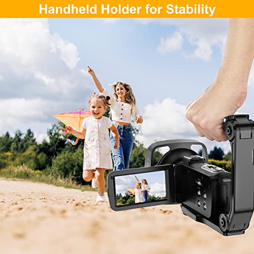 Video Camera Camcorder UHD 2.7K 30FPS 36MP IR Night Version Vlogging Camera Recorder 3.0 Inch Touch Screen 16X Digital Zoom Camera with Microphone, Handheld Stabilizer, Lens Hood, Remote, 2 Batteries