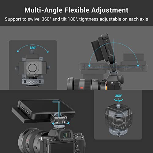 SmallRig Camera Monitor Mount Lite with Cold Shoe, Swivel 360° and Tilt 180° Holder for Field Monitor, LED, Flash and Video Shooting Photography Accessories, Max Load Capacity of 90° Tilt 3.2kg - 3809