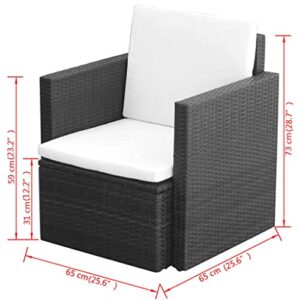 DGZLIIO Lounge Chair, Outdoor Conversation Set, Patio Chair with Cushions and Pillows Poly Rattan Black Suitable for Pool, Deck, Garden, Backyard