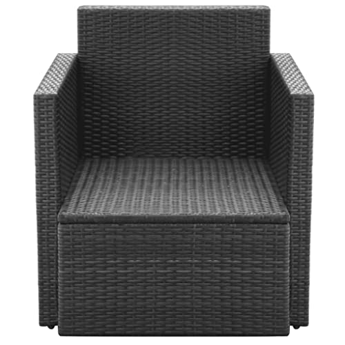 DGZLIIO Lounge Chair, Outdoor Conversation Set, Patio Chair with Cushions and Pillows Poly Rattan Black Suitable for Pool, Deck, Garden, Backyard