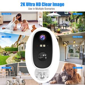 Spazvolv Outdoor Security Camera,2K Wireless Cameras for Home Security, Spotlight Siren Alarm Rechargeable Battery Cam, Color Night Vision, PIR Motion Detection, 2 Way Talk, IP65 Waterproof,SD/Cloud