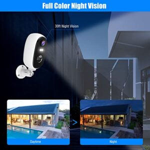 Spazvolv Outdoor Security Camera,2K Wireless Cameras for Home Security, Spotlight Siren Alarm Rechargeable Battery Cam, Color Night Vision, PIR Motion Detection, 2 Way Talk, IP65 Waterproof,SD/Cloud