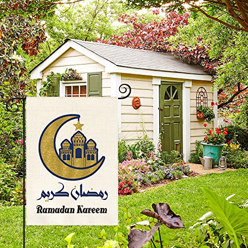 AVOIN colorlife Ramadan Kareem Garden Flag Vertical Double Sided, Moon and Star Flag Yard Outdoor Decoration 12 x 18 Inch
