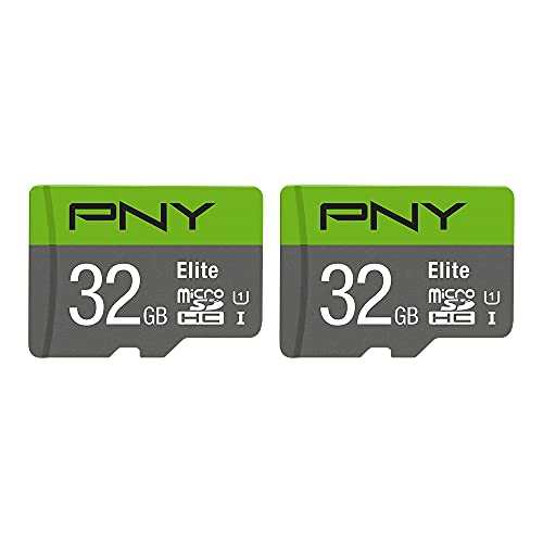 PNY 32GB Elite Class 10 U1 microSDHC Flash Memory Card 2-Pack - 100MB/s Read, Class 10, U1, Full HD, UHS-I, Micro SD