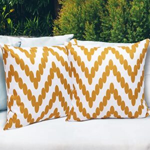 jyvncz fall outdoor pillows covers 18×18 inch set of 2 decorative waterproof cushion lumbar throw pillow covers for patio furniture couch (yellow)