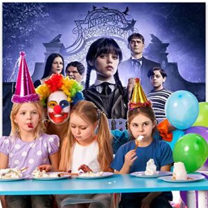 Wednesday Addams Banner Outdoor Indoor Backdrop Photography Background, Wednesday Addams Birthday Decorations, Baby Shower Room Decoration Supplies Party Favors，5x3ft