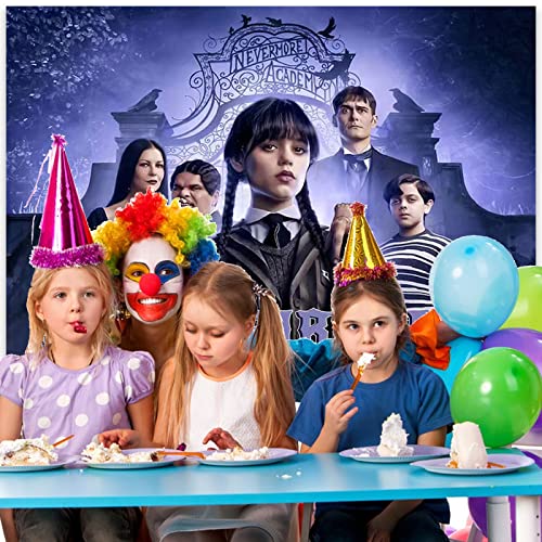 Wednesday Addams Banner Outdoor Indoor Backdrop Photography Background, Wednesday Addams Birthday Decorations, Baby Shower Room Decoration Supplies Party Favors，5x3ft