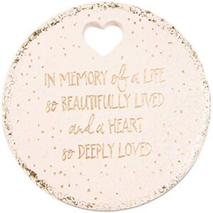 pavilion gift company 22213 in memory of a life so beautifully live and a heart so deeply loved-10 inch weather proof 10″ garden stone, round, beige