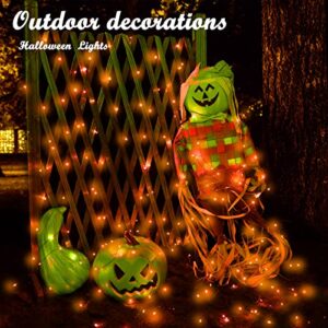 Lomotech 2 Pack Halloween Lights, 33ft 100LED Orange Solar String Lights with 8 Modes, Waterproof Solar Fairy Lights for Patio, Garden, Yard, Party, Halloween Outdoors Decorative
