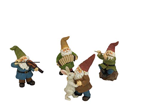 GlitZGlam Happy Gnomes Dancing Celebration! - 4- Piece Musical Garden Gnome Set for The Miniature Fairy Garden