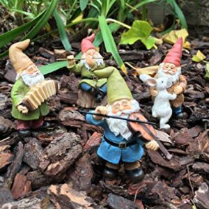 GlitZGlam Happy Gnomes Dancing Celebration! - 4- Piece Musical Garden Gnome Set for The Miniature Fairy Garden