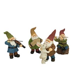 GlitZGlam Happy Gnomes Dancing Celebration! - 4- Piece Musical Garden Gnome Set for The Miniature Fairy Garden