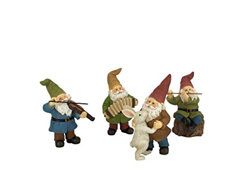 GlitZGlam Happy Gnomes Dancing Celebration! - 4- Piece Musical Garden Gnome Set for The Miniature Fairy Garden