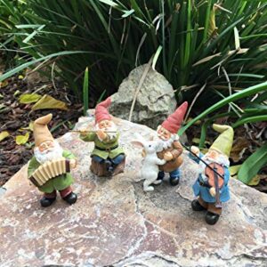 GlitZGlam Happy Gnomes Dancing Celebration! - 4- Piece Musical Garden Gnome Set for The Miniature Fairy Garden