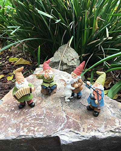 GlitZGlam Happy Gnomes Dancing Celebration! - 4- Piece Musical Garden Gnome Set for The Miniature Fairy Garden