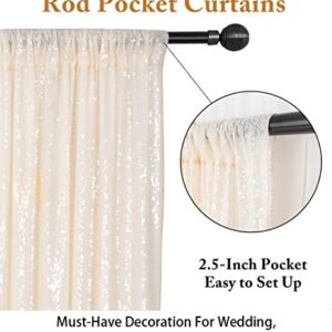 Sparkle Backdrop Curtain Ivory 2 Panels Set Sequin Photo Backdrop 2FTx8FT Sequin Backdrop Curtain Pack of 2-1220S