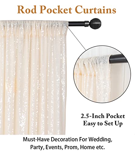 Sparkle Backdrop Curtain Ivory 2 Panels Set Sequin Photo Backdrop 2FTx8FT Sequin Backdrop Curtain Pack of 2-1220S